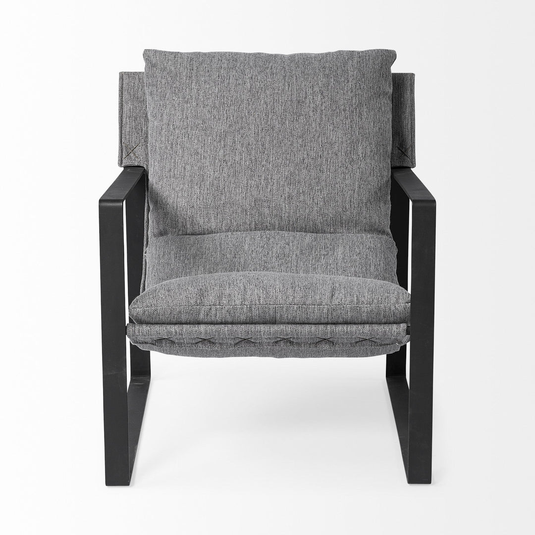 Stone Gray And Black Metal Sling Chair Image 2