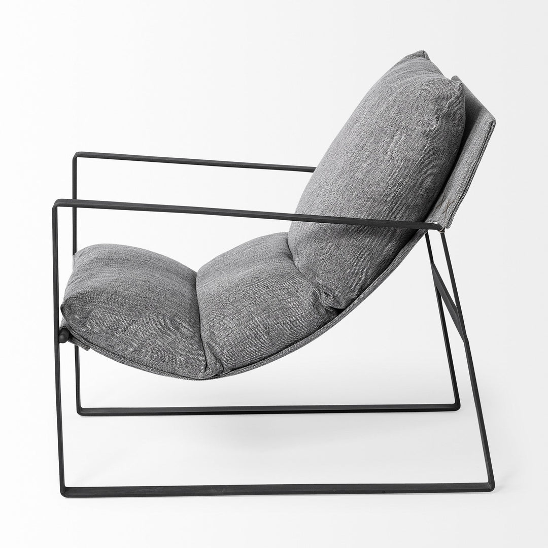 Stone Gray And Black Metal Sling Chair Image 3