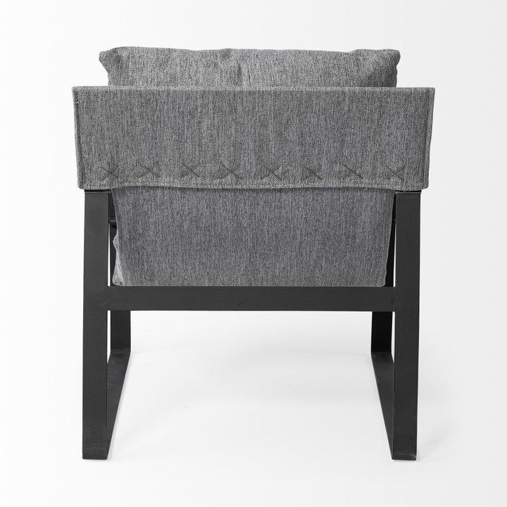 Stone Gray And Black Metal Sling Chair Image 4