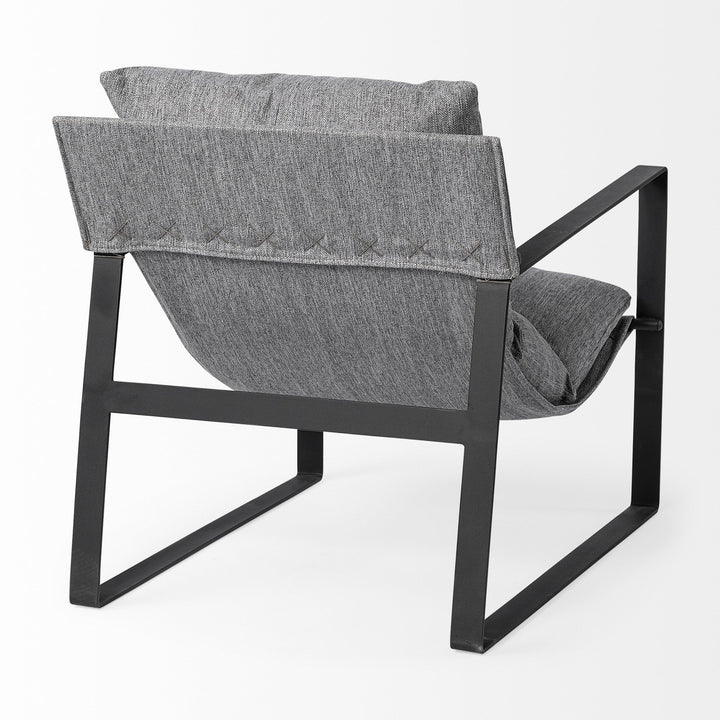 Stone Gray And Black Metal Sling Chair Image 5