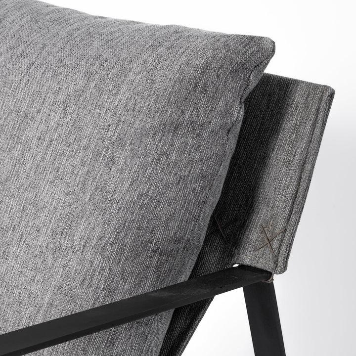 Stone Gray And Black Metal Sling Chair Image 7