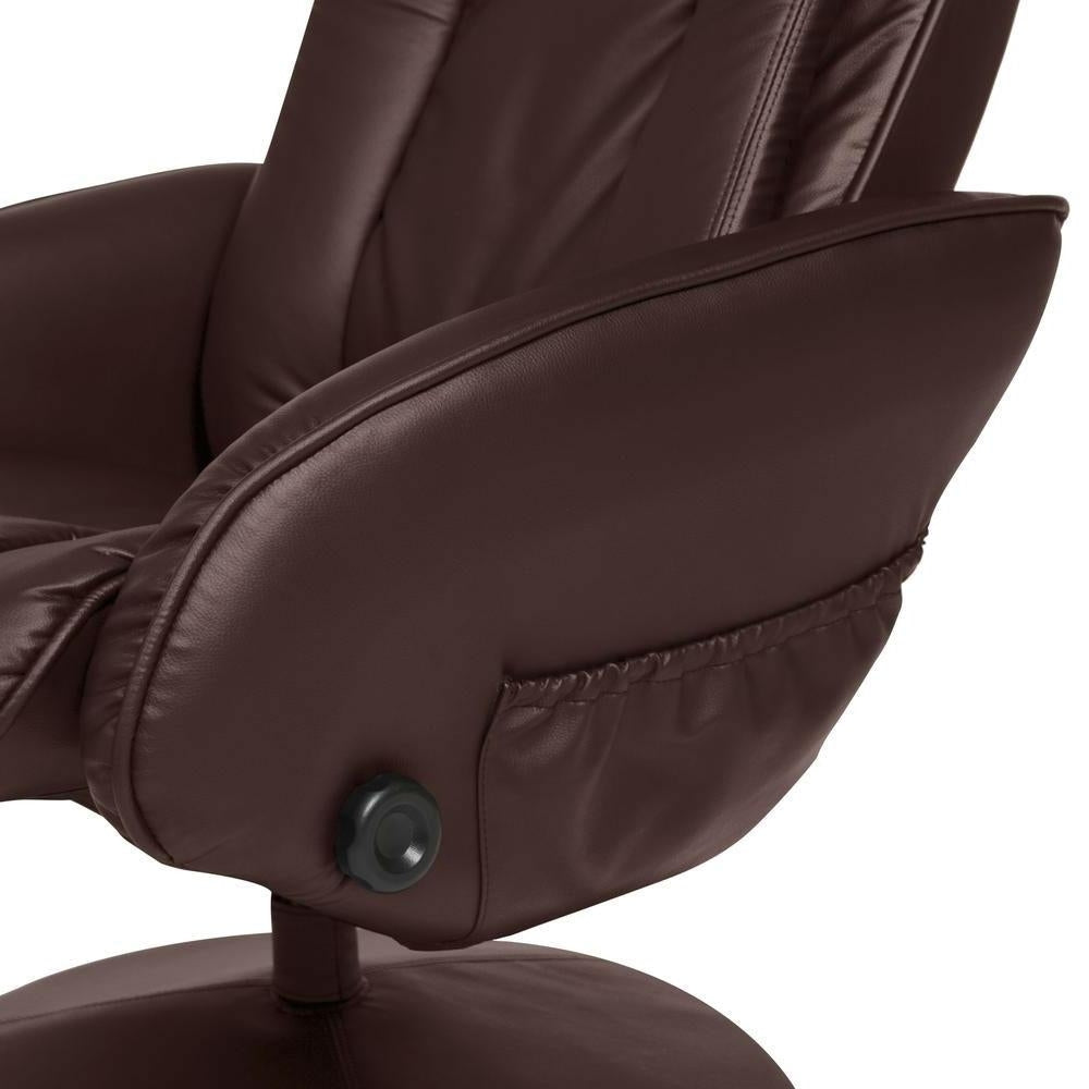 Sturdy Brown Faux Leather Electric Massage Recliner Chair w/ Ottoman Image 4