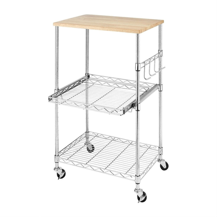 Sturdy Metal Kitchen Microwave Cart with Adjustable Shelves and Locking Wheels Image 1