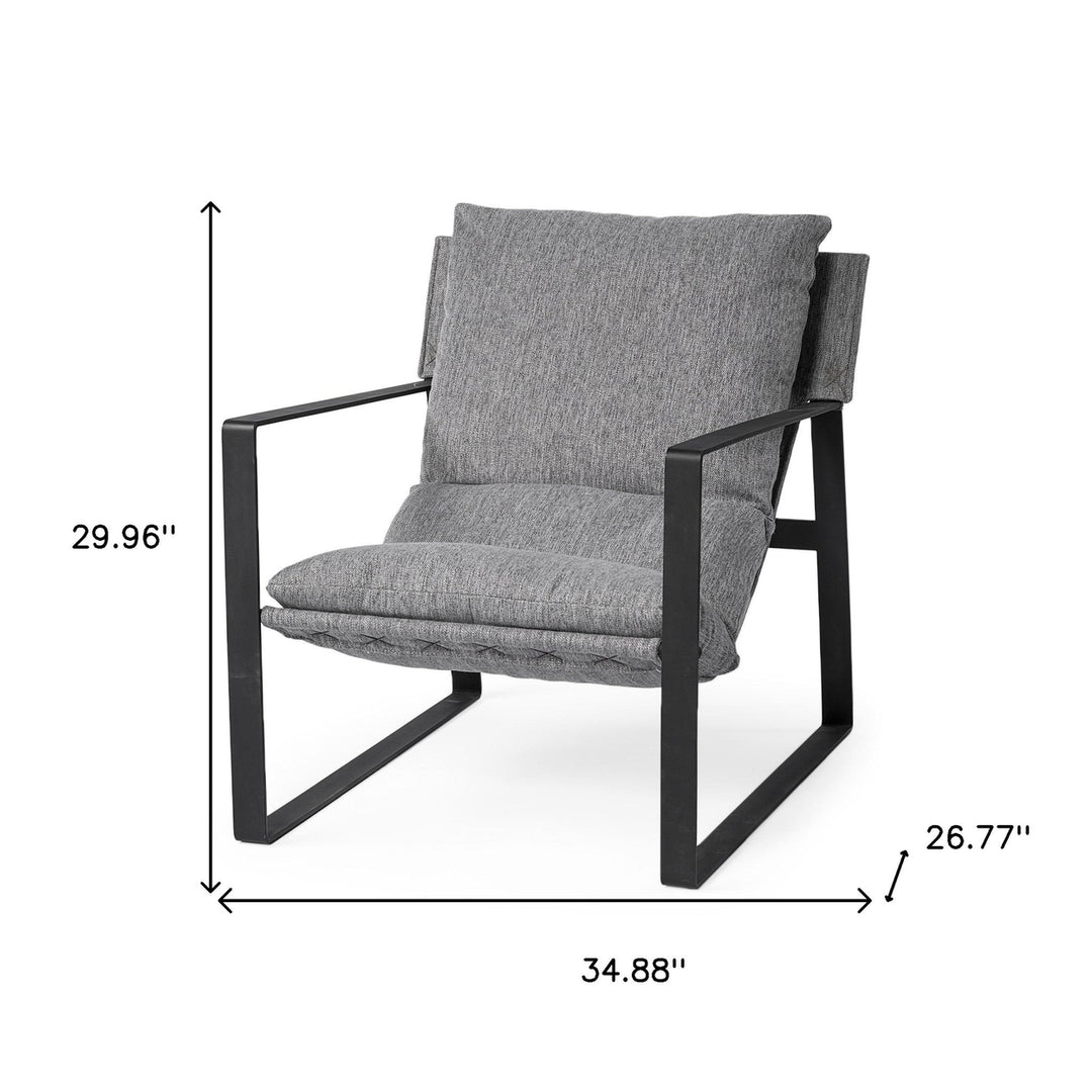 Stone Gray And Black Metal Sling Chair Image 10