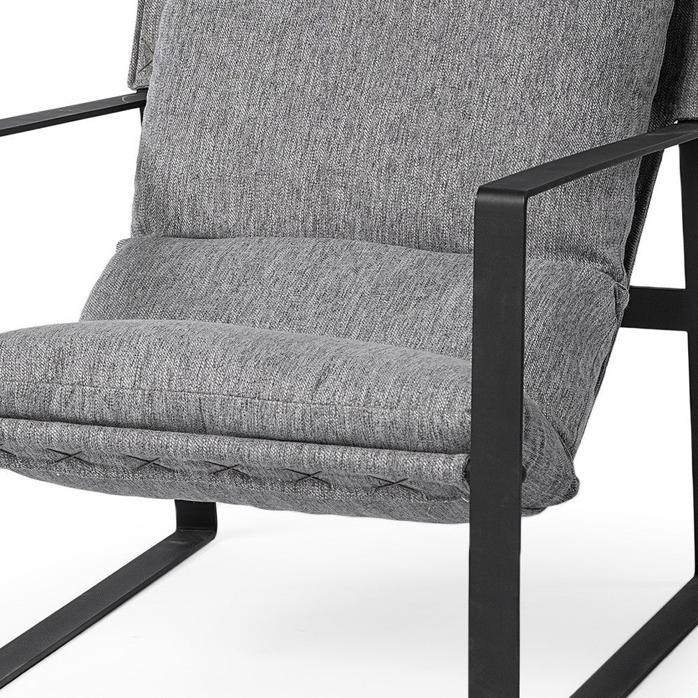 Stone Gray And Black Metal Sling Chair Image 11