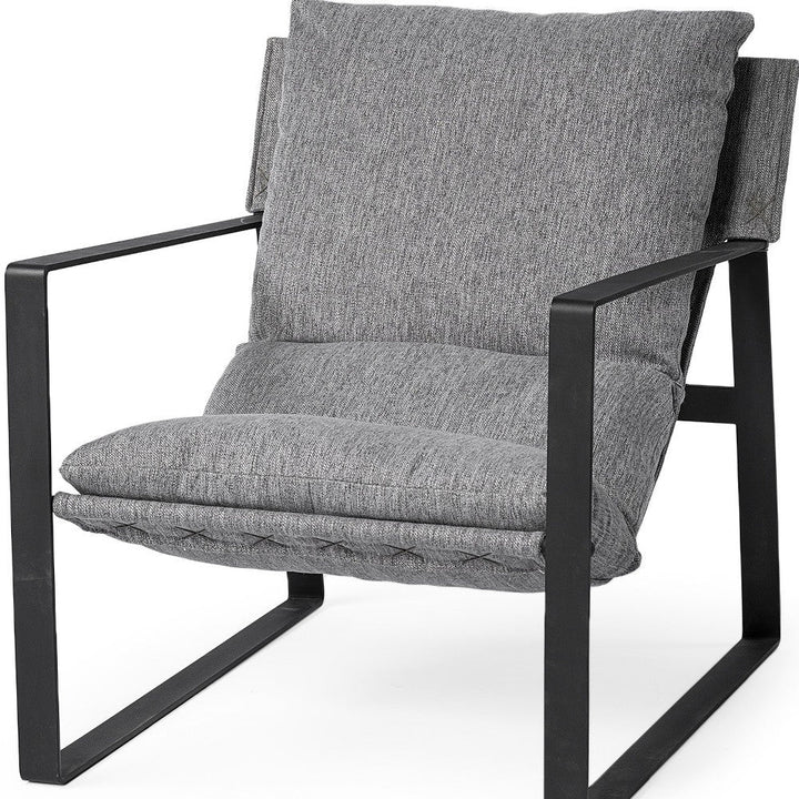 Stone Gray And Black Metal Sling Chair Image 12