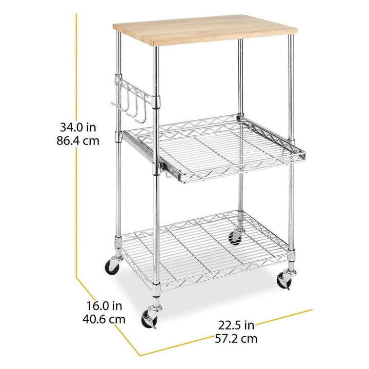 Sturdy Metal Kitchen Microwave Cart with Adjustable Shelves and Locking Wheels Image 4