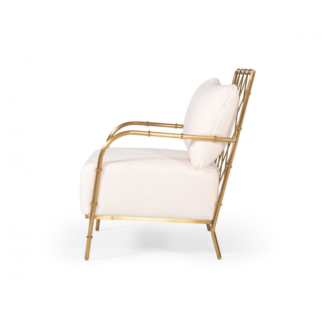 Stylish White and Gold Velvet A Frame Accent Chair Image 2