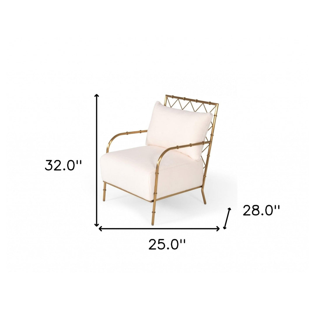 Stylish White and Gold Velvet A Frame Accent Chair Image 6