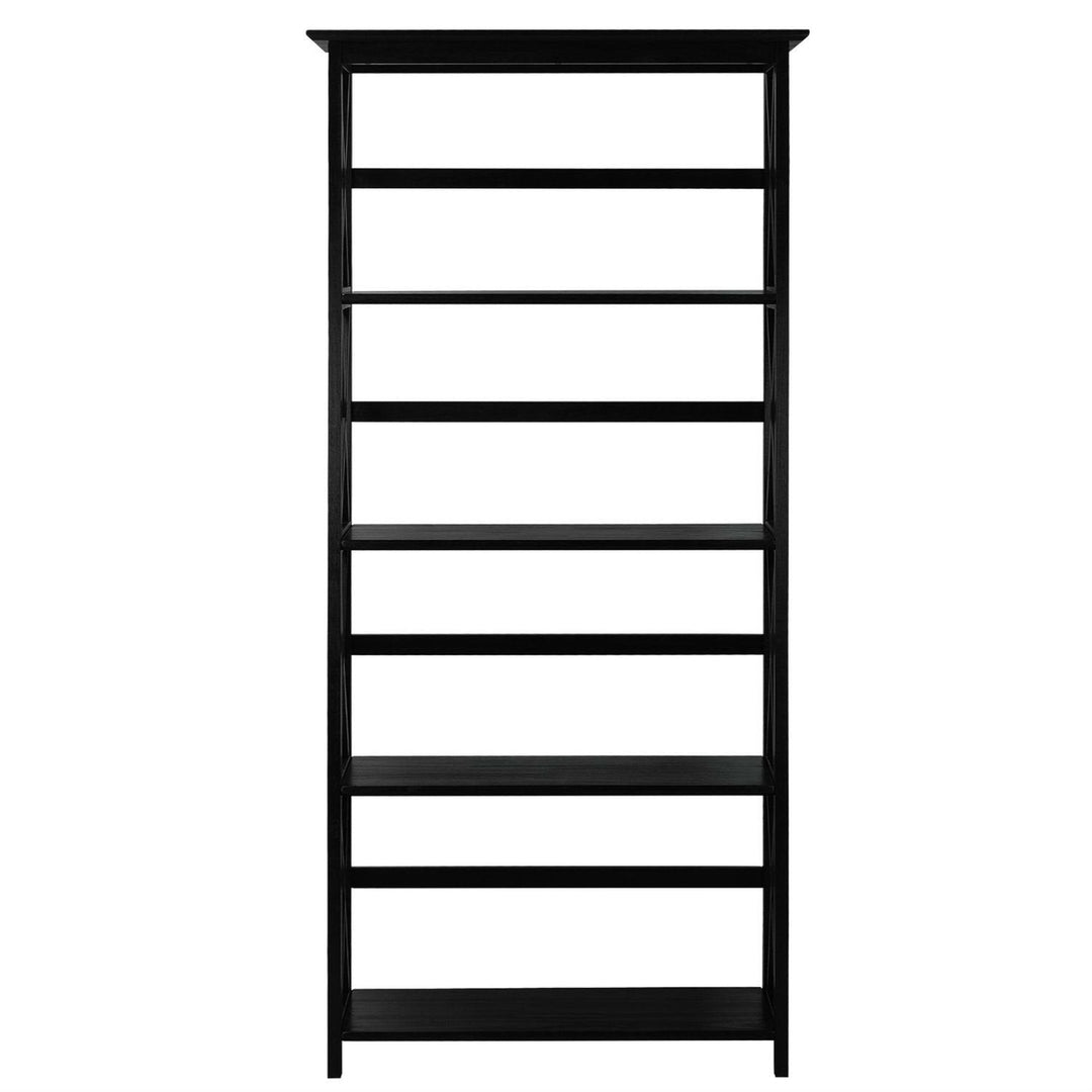 Tall 5-Tier Bookcase in Black Wood Finish Image 3