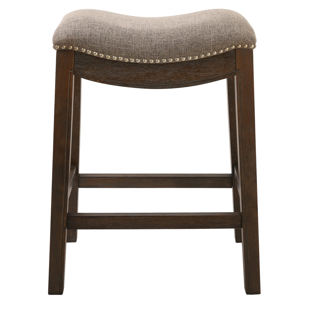 Taupe And Wood Brown Solid Wood Backless Counter Height Bar Chair Image 2