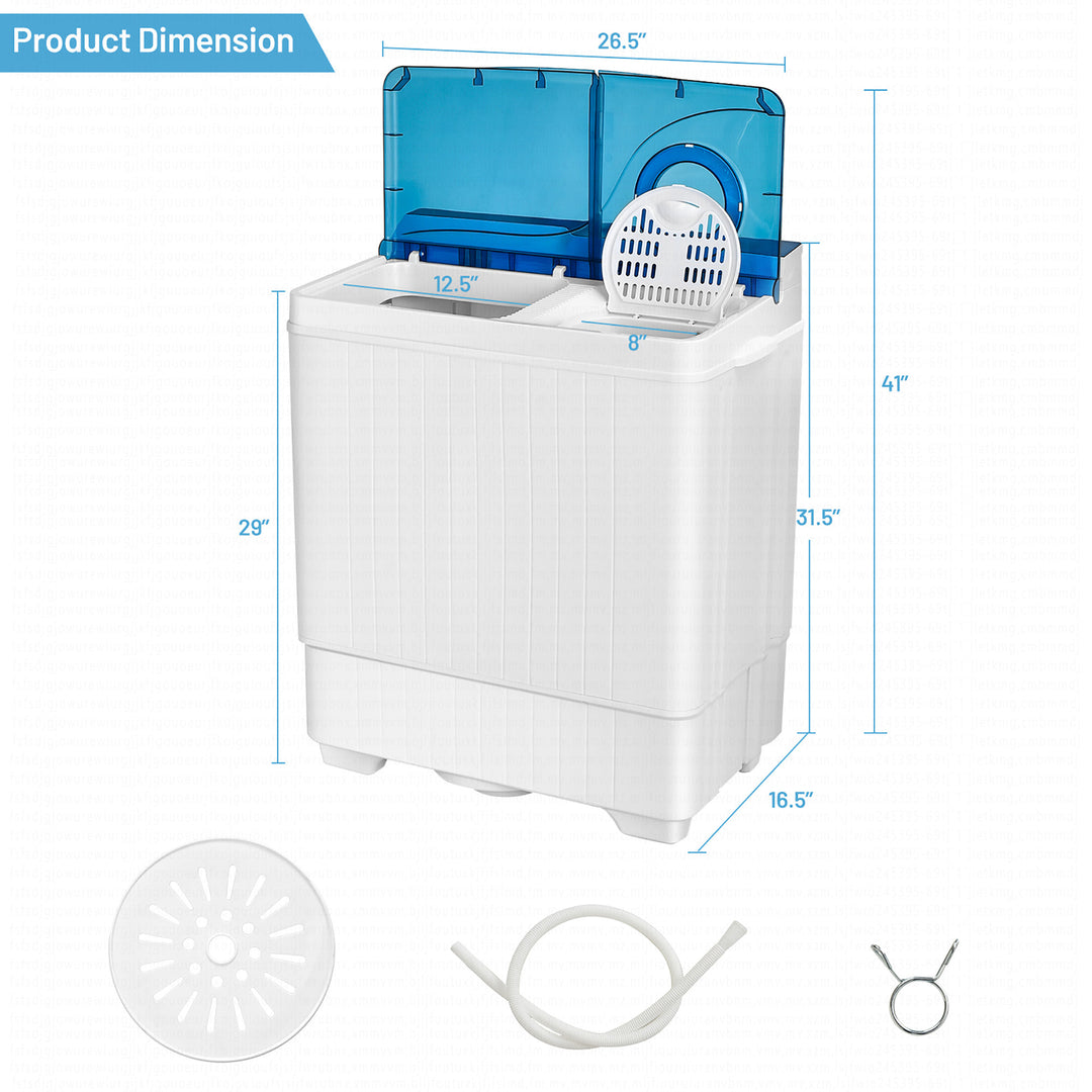 17.6lb Portable Mini Compact Twin Tub Washing Machine Washer Spin Dryer Image 3