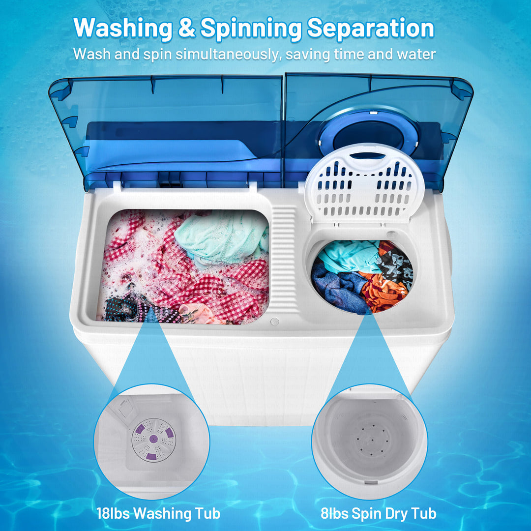 17.6lb Portable Mini Compact Twin Tub Washing Machine Washer Spin Dryer Image 4