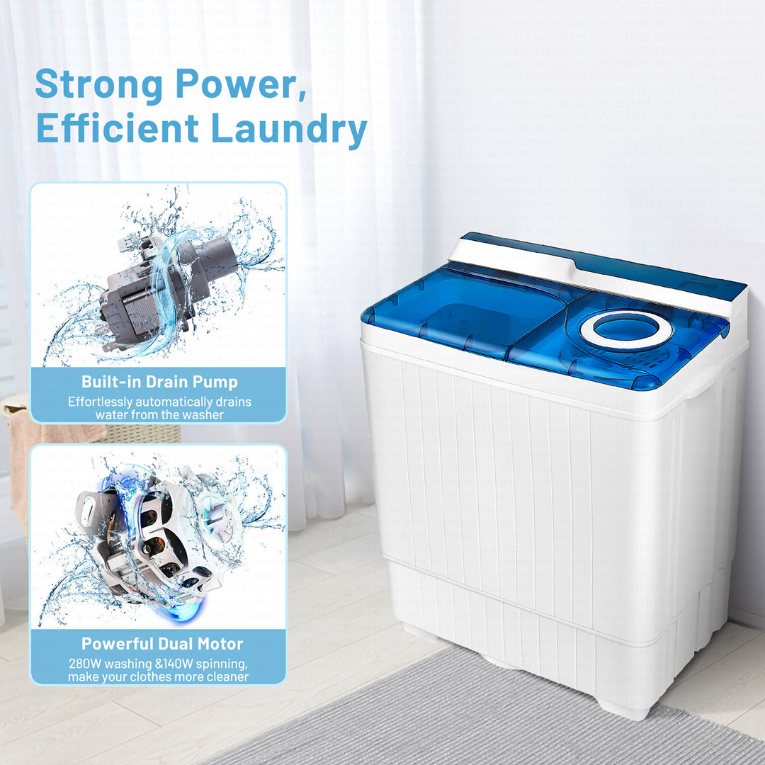 17.6lb Portable Mini Compact Twin Tub Washing Machine Washer Spin Dryer Image 5