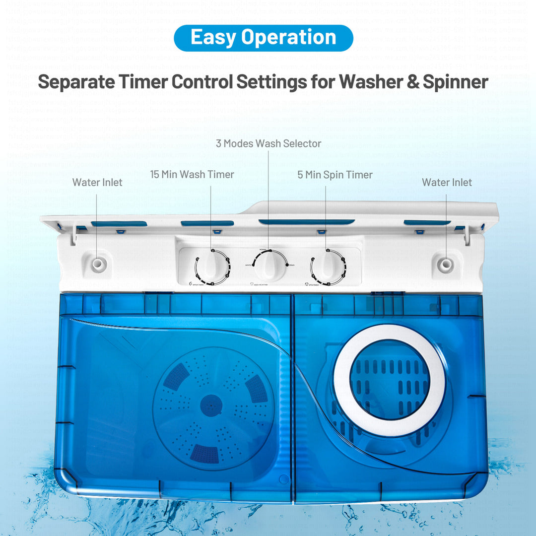 17.6lb Portable Mini Compact Twin Tub Washing Machine Washer Spin Dryer Image 6