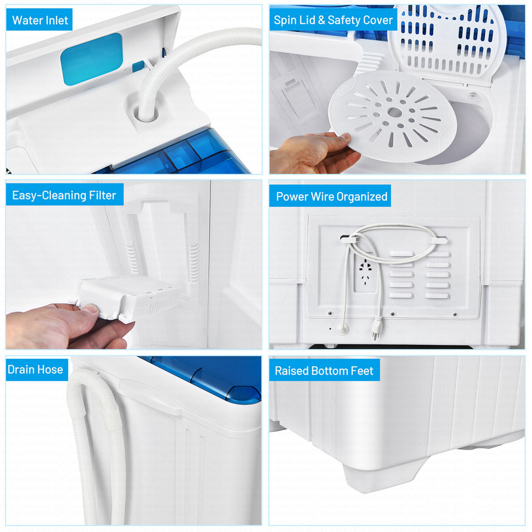 17.6lb Portable Mini Compact Twin Tub Washing Machine Washer Spin Dryer Image 7