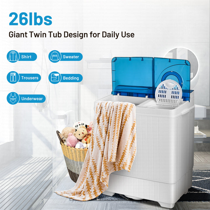 17.6lb Portable Mini Compact Twin Tub Washing Machine Washer Spin Dryer Image 8