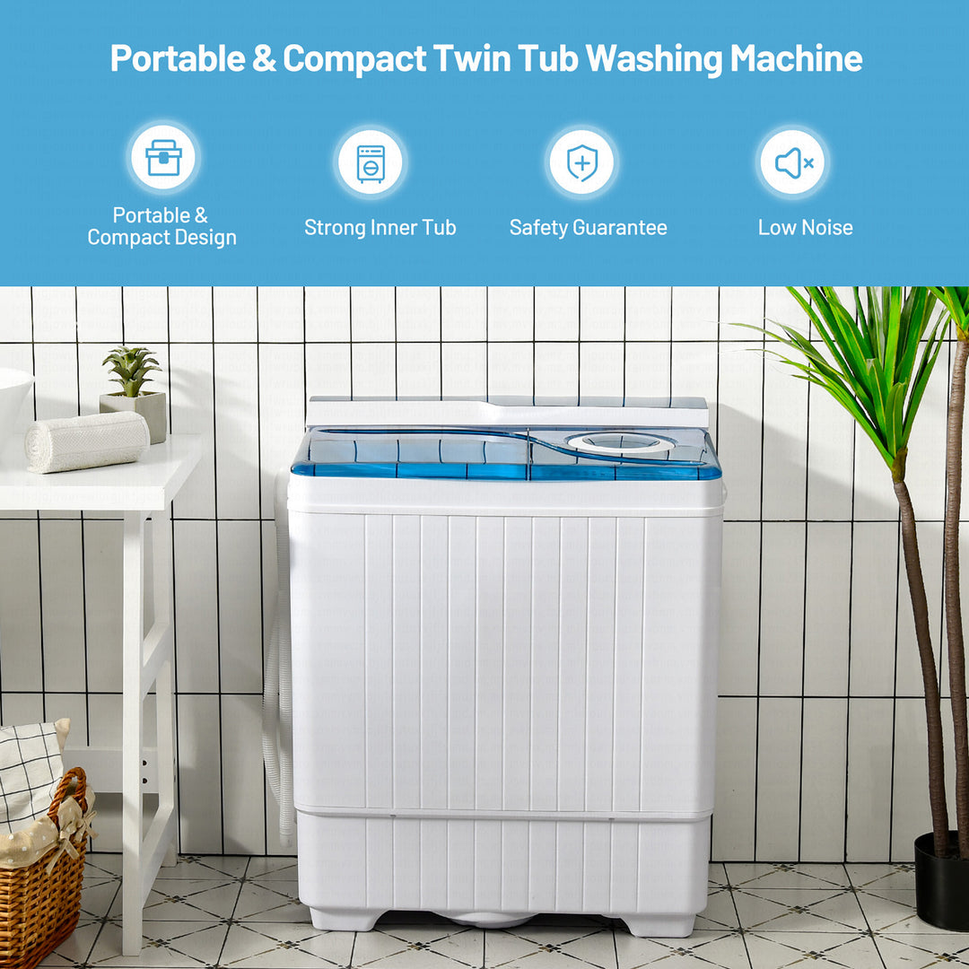 17.6lb Portable Mini Compact Twin Tub Washing Machine Washer Spin Dryer Image 9