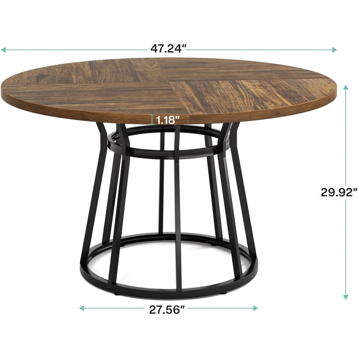 Tribesigns 47.2 Inch Round Dining Table for 4 People Metal Base Kitchen Table Image 6