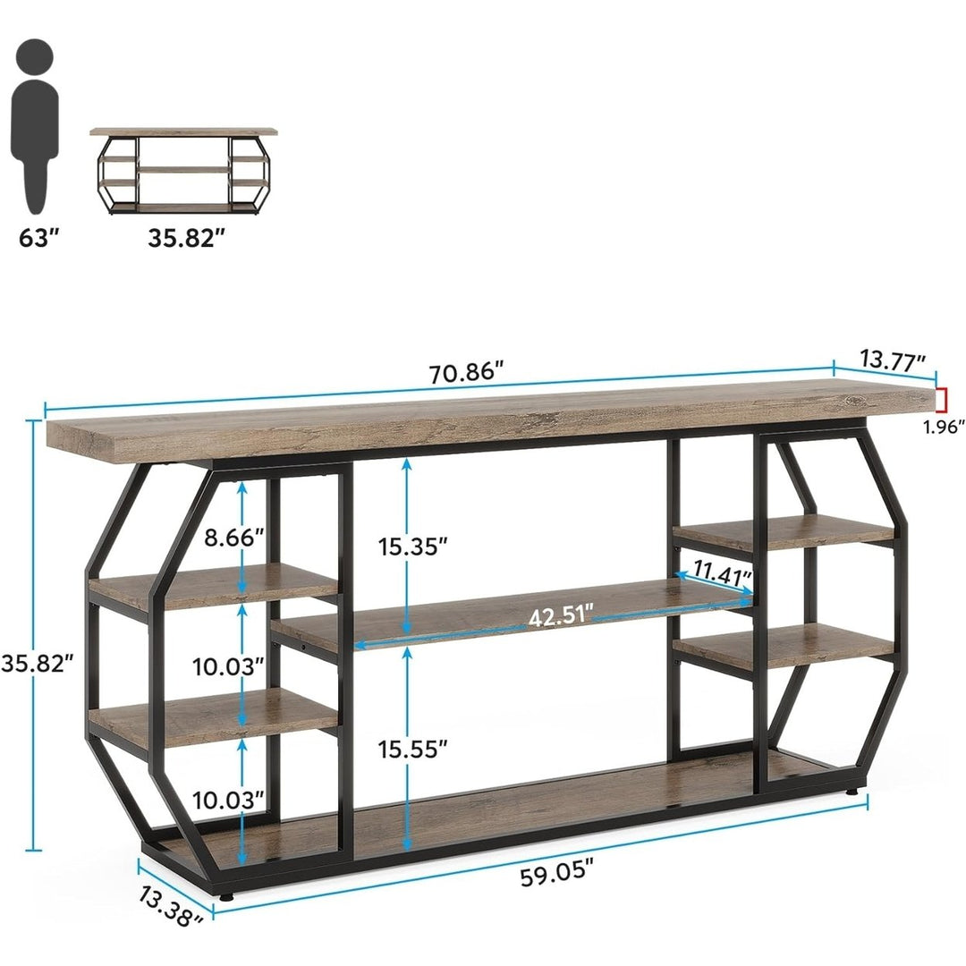 Tribesigns Modern Sofa Table Behind Couch with 6 Storage Shelves, Large Entryway Accent Table for Living Room, Entrance Image 6