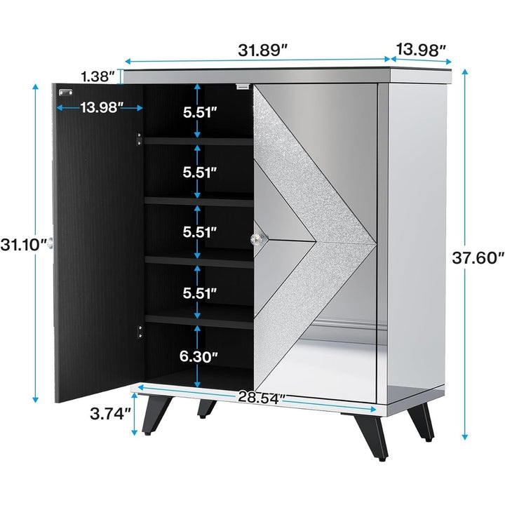 Tribesigns Modern Sideboard Buffet Cabinet with Storage,with 2 Doors and Removable Shelves, Silver Storage Cabinet Image 6