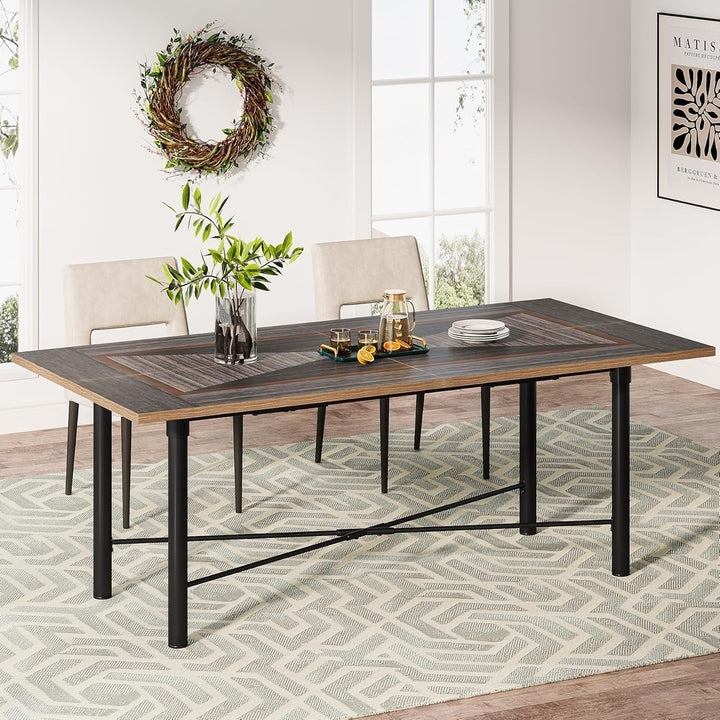 Tribesigns 70.8 Inch Rectangle Dining Table Metal Frame for 4-6 People Image 4