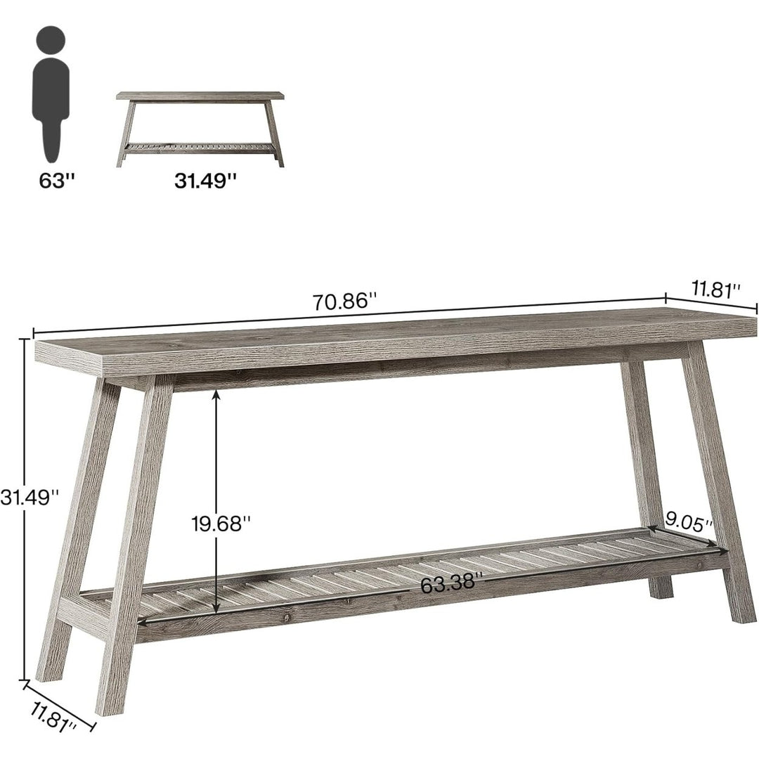 Tribesigns 70.9 Inches Extra Long Console Table for Entryway, 2-Tier Narrow Wood Foyer Table for Living Room Image 7