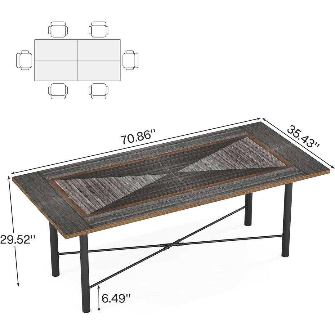 Tribesigns 70.8 Inch Rectangle Dining Table Metal Frame for 4-6 People Image 6