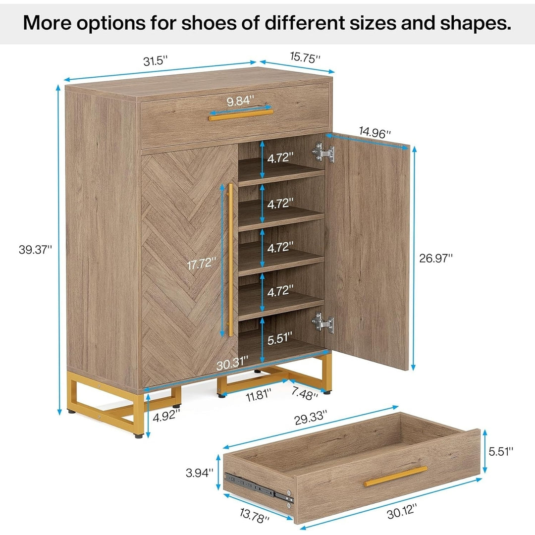 Tribesigns 20 Pairs Shoe Cabinet with Doors, Modern Shoe Rack Organizer with Shelves for Bedroom Living Room Image 6