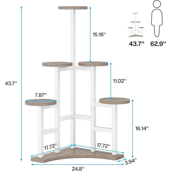 Tribesigns 6 Tier Corner Plant Stand Indoor Metal Wood Rustic Organizer 43.7" Image 6