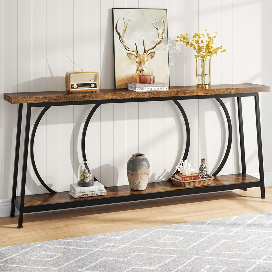 Tribesigns 70.9 Inch Console Table Rustic Wood with Storage Narrow Sofa Table Image 1