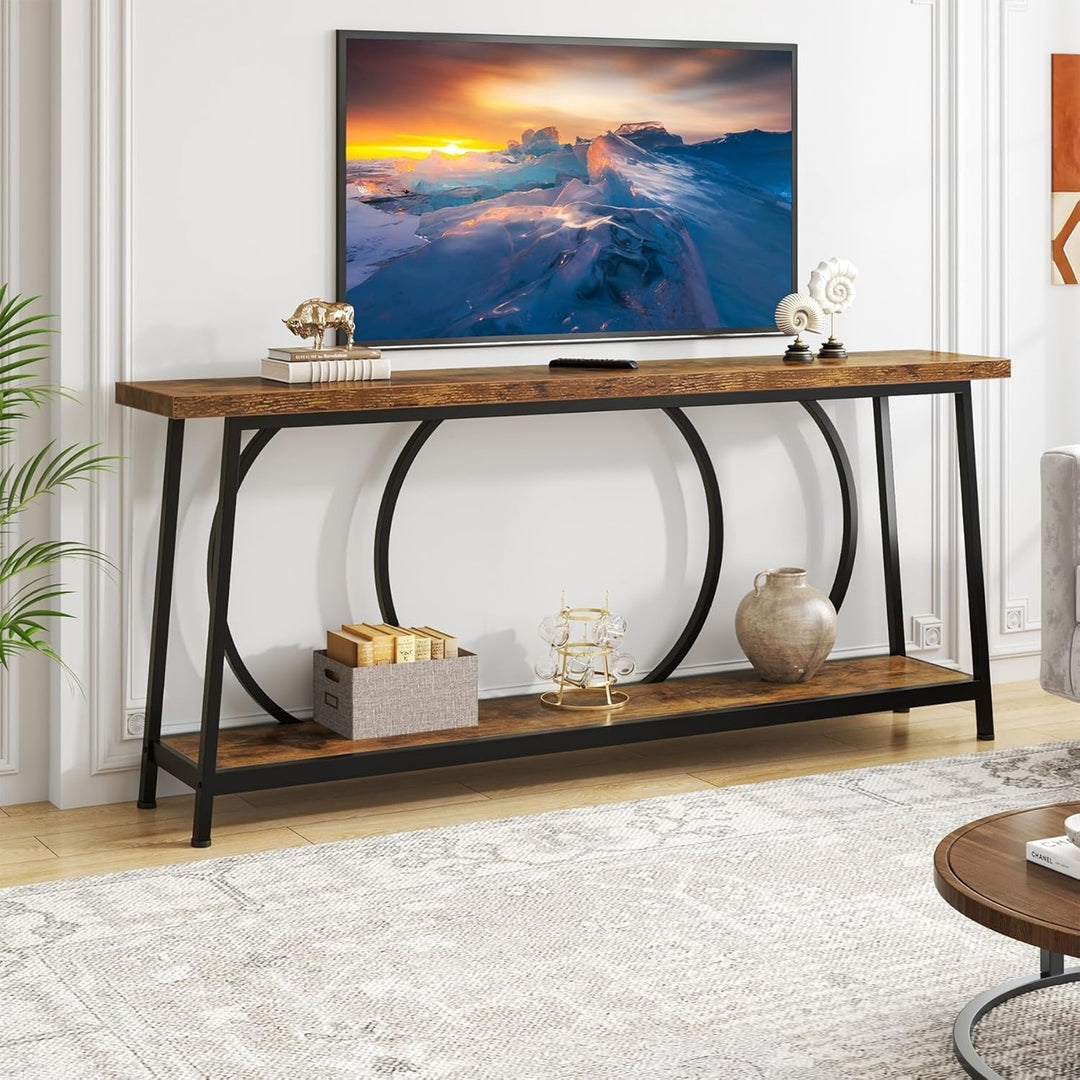 Tribesigns 70.9 Inch Console Table Rustic Wood with Storage Narrow Sofa Table Image 4