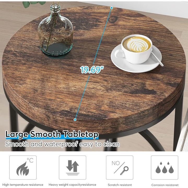 Tribesigns Modern Round End Table with Thick Wood Top,20 Inch Sofa Side Table Cocktail Table with Unique Black O-Shaped Image 4