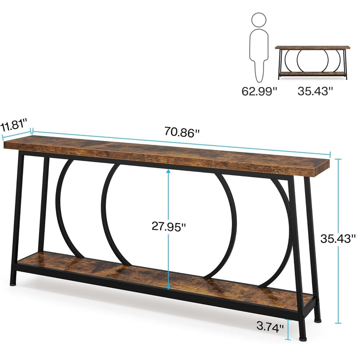 Tribesigns 70.9 Inch Console Table Rustic Wood with Storage Narrow Sofa Table Image 6