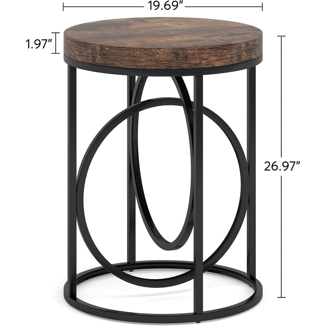 Tribesigns Modern Round End Table with Thick Wood Top,20 Inch Sofa Side Table Cocktail Table with Unique Black O-Shaped Image 6