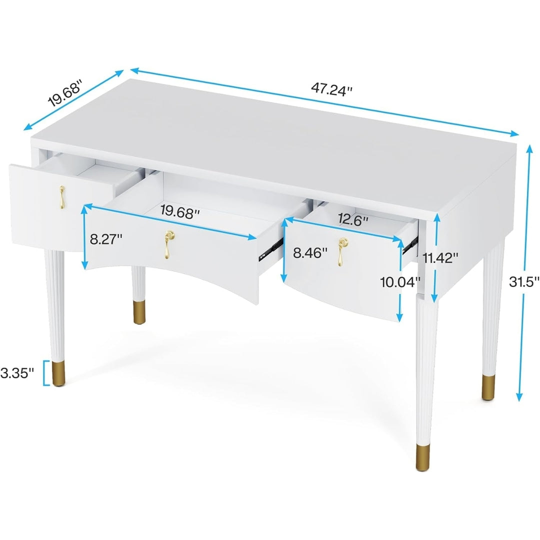 Tribesigns 47 Inch Computer Desk with 3 Drawers, Makeup Vanity Desk with Storage, Small Modern Study Writing Table Image 6