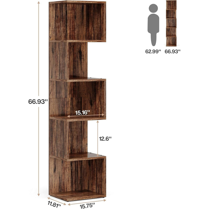 Tribesigns 5-Tier Tall Narrow Bookcase, Industrial Small Corner Shelf Storage Cube Display Rack for Home Office, Living Image 6