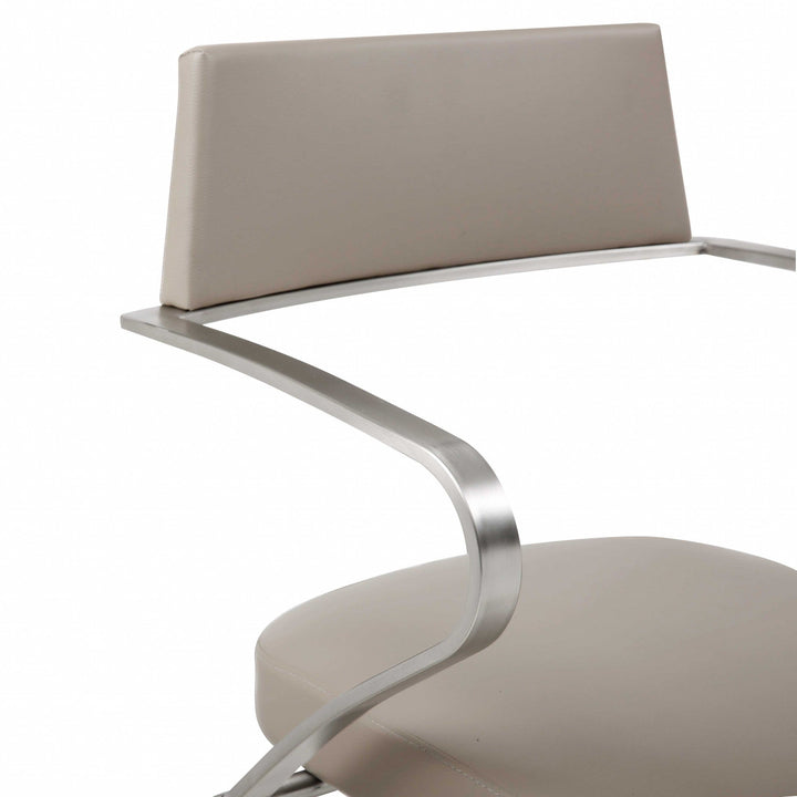 21 " Taupe And Silver Stainless Steel Bar Chair Image 4