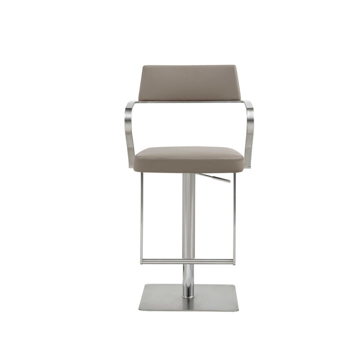 21 " Taupe And Silver Stainless Steel Bar Chair Image 7