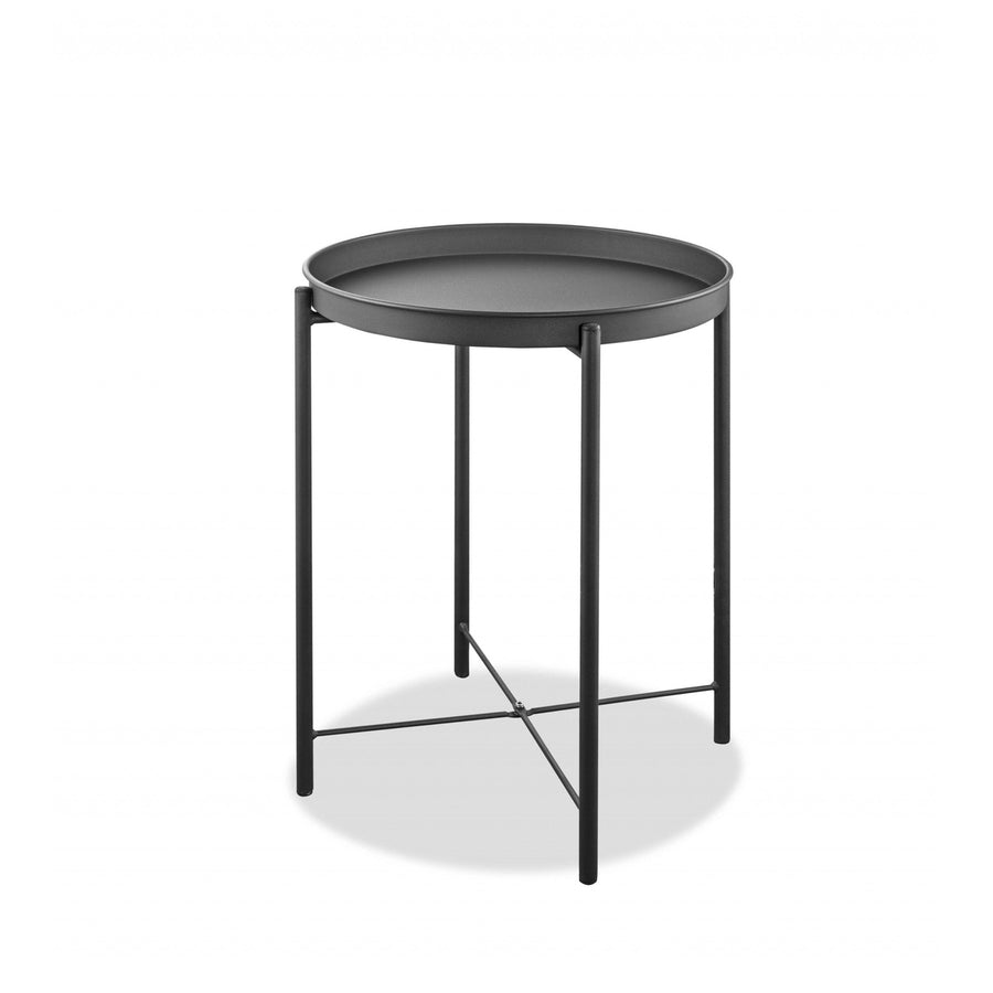 21" Gray Aluminum Round End Table Image 1