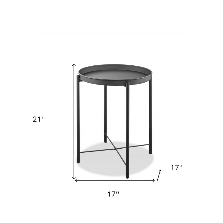 21" Gray Aluminum Round End Table Image 3