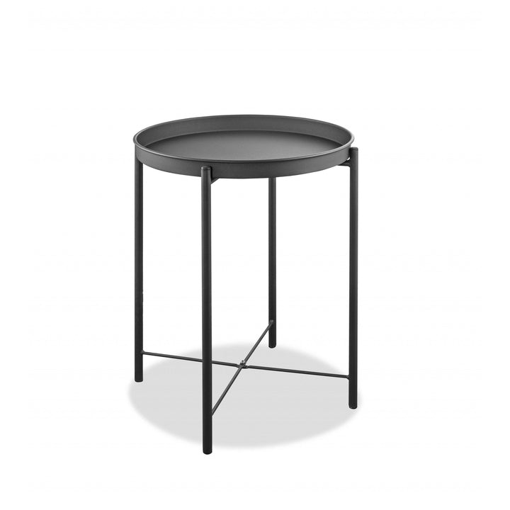 21" Gray Aluminum Round End Table Image 4