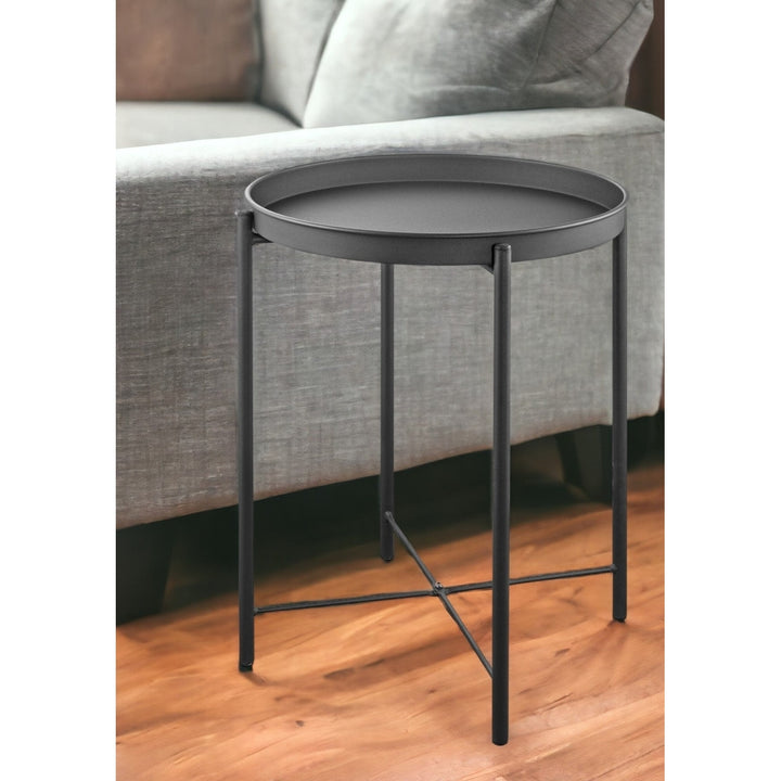 21" Gray Aluminum Round End Table Image 5