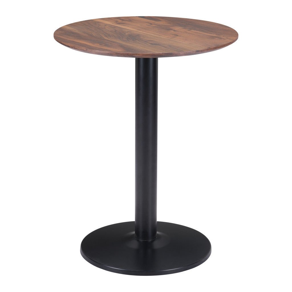 24" Black And Brown Round End Table Image 4