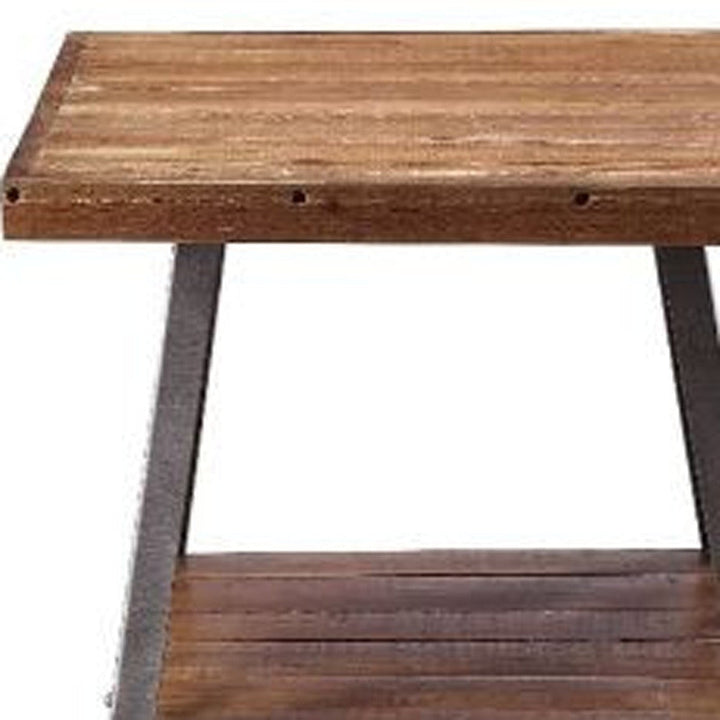 23" Sandy Black And Weathered Oak Manufactured Wood Rectangular End Table With Shelf Image 3