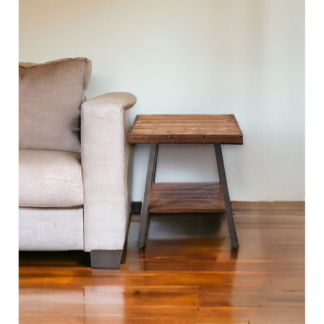 23" Sandy Black And Weathered Oak Manufactured Wood Rectangular End Table With Shelf Image 7