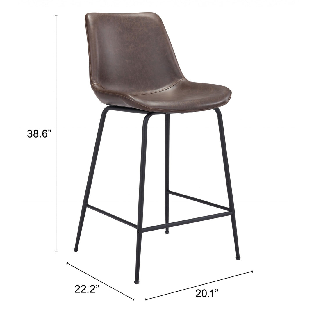 26" Brown And Black Steel Low Back Counter Height Bar Chair Image 1