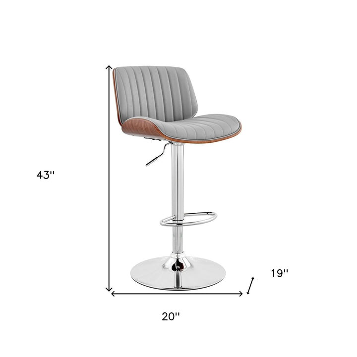 24" Gray And Silver Iron Swivel Adjustable Height Bar Chair Image 1