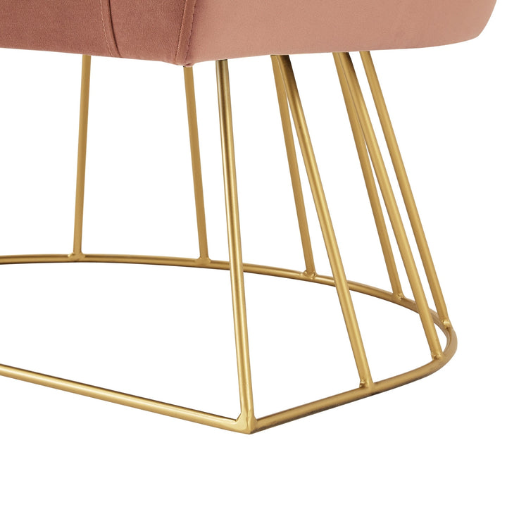 29" Blush And Gold Velvet Barrel Chair Image 6