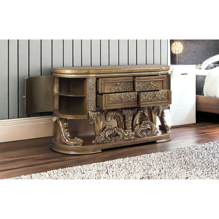 72" Brown Four Drawer Dresser Image 5